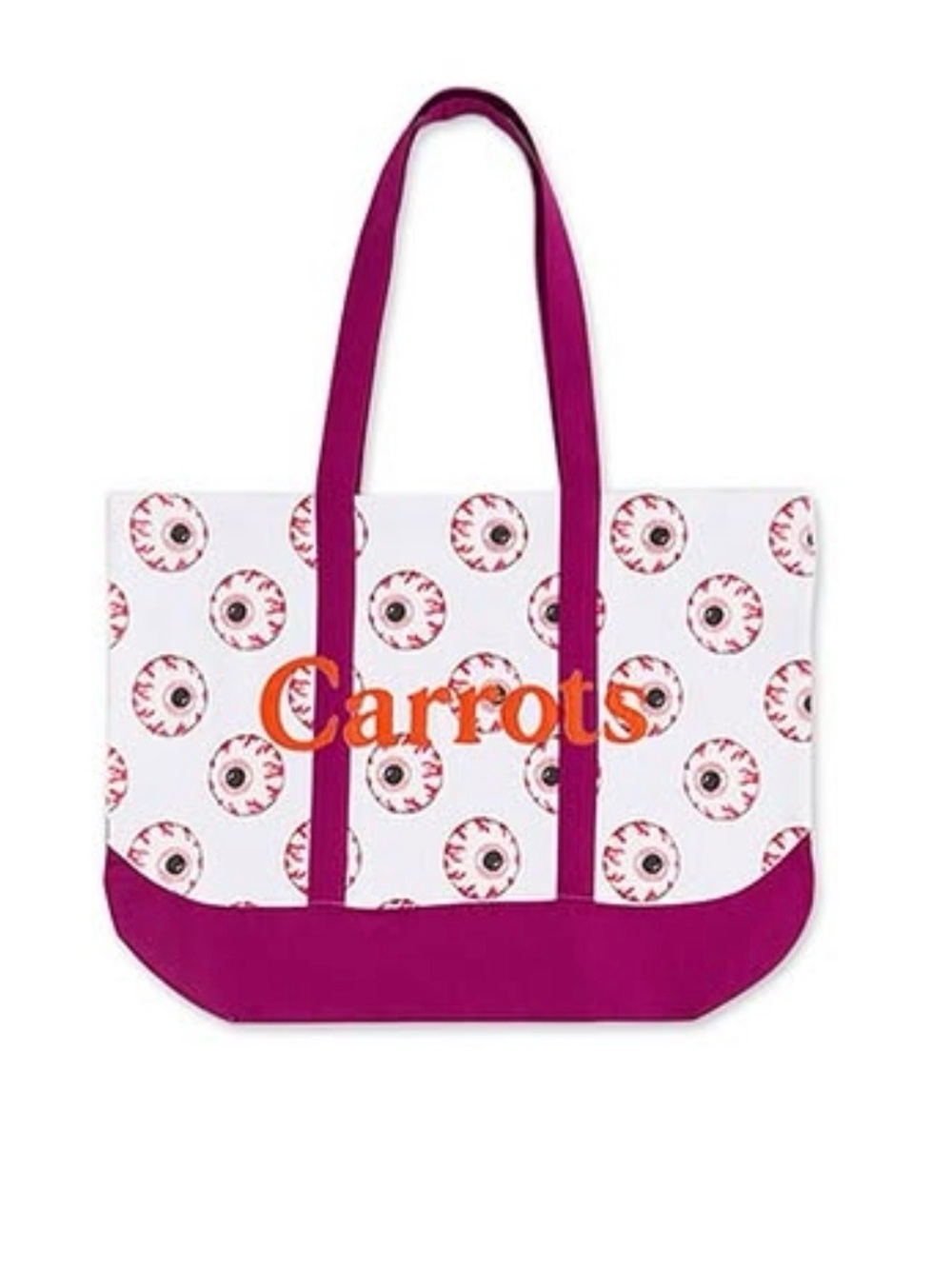 Mishka Carrots White & Burgundy Large Tote Bag